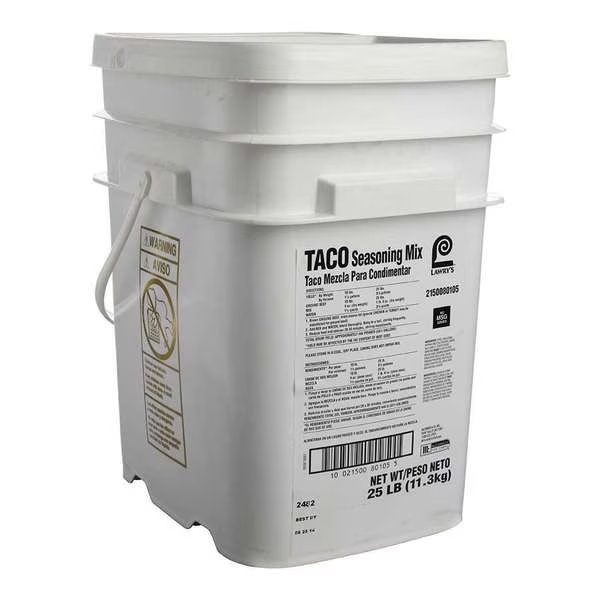 Lawry's No MSG Taco Mix Seasoning 25lbs, Lawrys, Mfr#: 2150080105